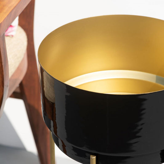 Pitch Black Enamel Planters Set of 2