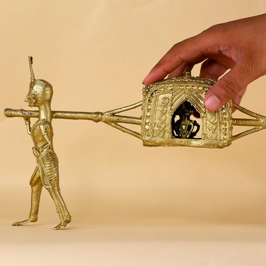 Brass Dhokra Art Wedding Palki Showpiece | Dokra Metal Decorative Items