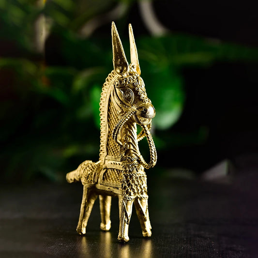 The Golden Gump Horse Showpiece | Dokra Metal Craft Decorative Pieces
