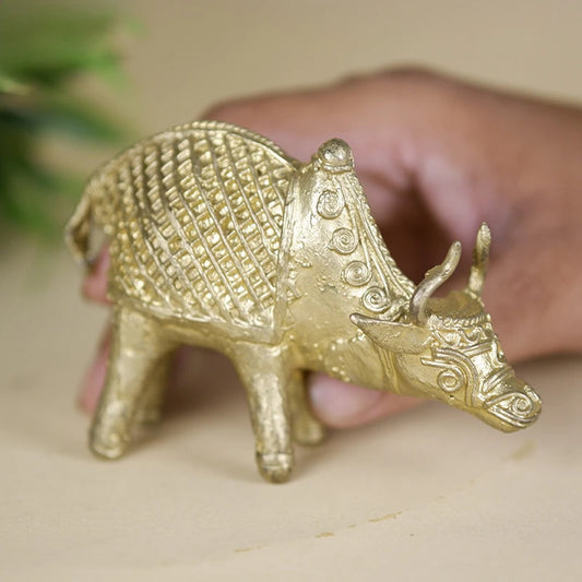 Dhokra Art Ox Dipped in Shimmer | Metal Decorative Showpiece
