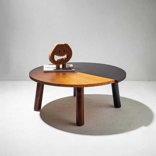 Double Circle Wooden Coffee Table | Round Coffee Table - Ombre Colour