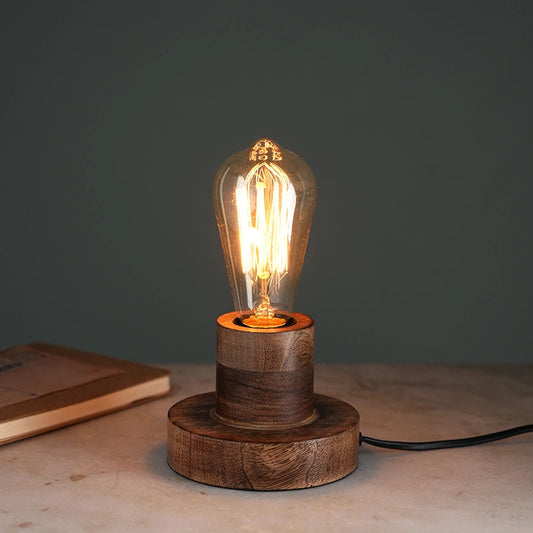 Naked Bulb Wooden Table Lamp