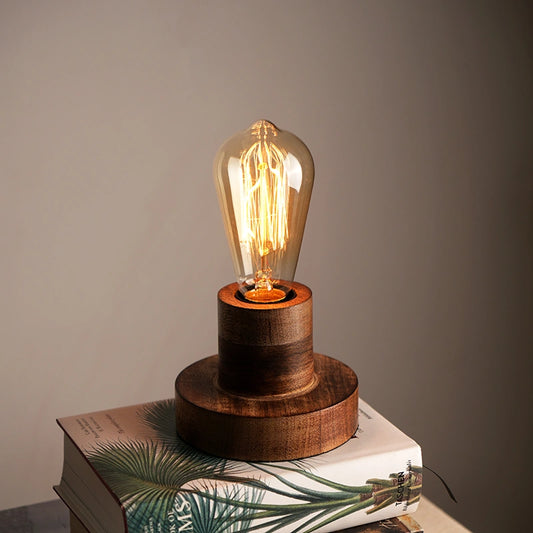 Naked Bulb Lamp Light | Wooden Table Lamp | Unique Bedside Lamps