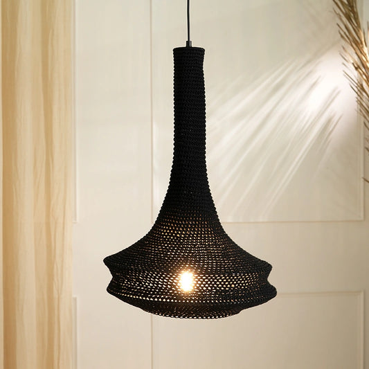 Earth Crochet Black Hanging Lamp