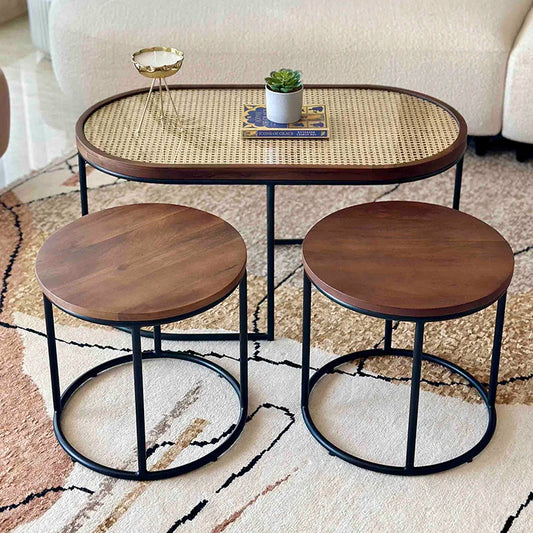 Kovo Rattan and Wood Coffee Table