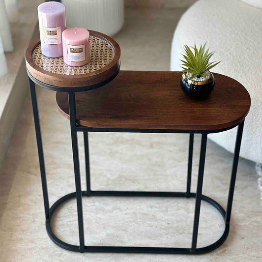Kovo Rattan 2 Tier Side Table for chairs