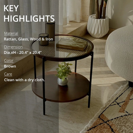Features of round rattan side table