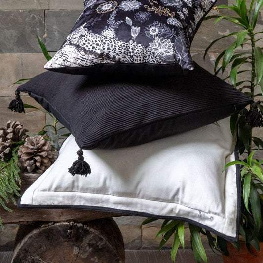 Noir Ripples Handwoven Cushion Cover