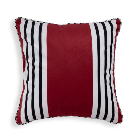 Red Rhapsody Stripe Velvet Cushion