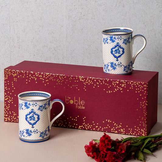 Gaj Gamini Coffee Mug Set of 2 | Bone China Mugs for Gifts (300ml)