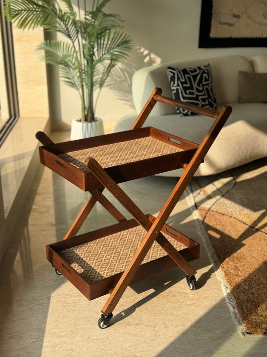Foldable Side Table for Living Room with Storage