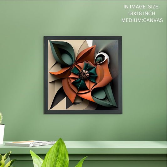 Geometrified Flower: Artisan Canvas Wall Decor Elegance