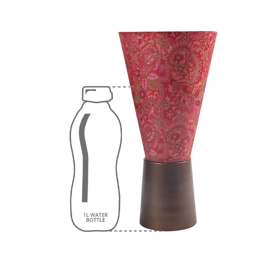 Size comparison of bedside lamp with bottle