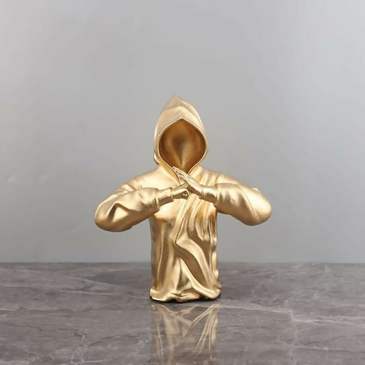 Samurai Mystery Man Decor | Abstract Sculptures Home Decor | Bookshelf Decor Accents | Resin Statue Collectible Minimalist Decor Home Decorations for Living Room (Gold)