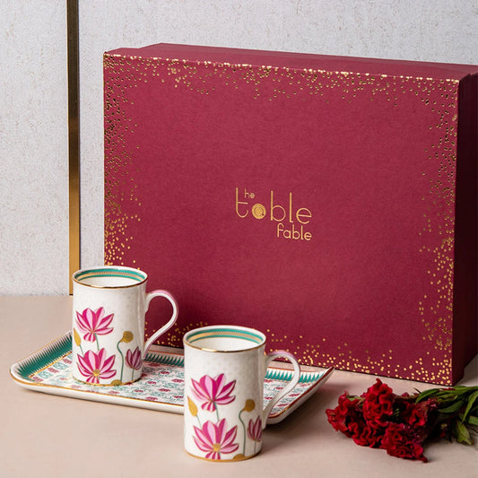 Kanwal Gift Set - Platter & 2 Tea Mugs