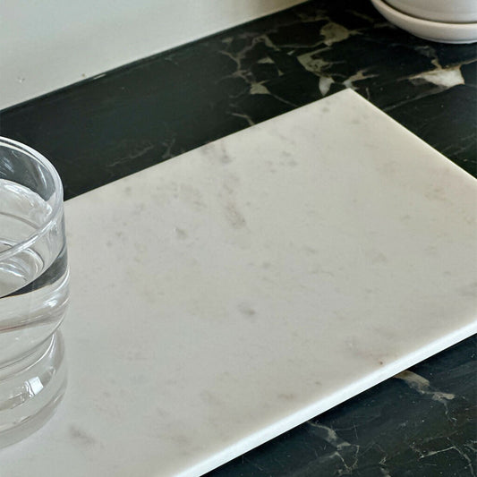 Auric White Marble Flat Tray