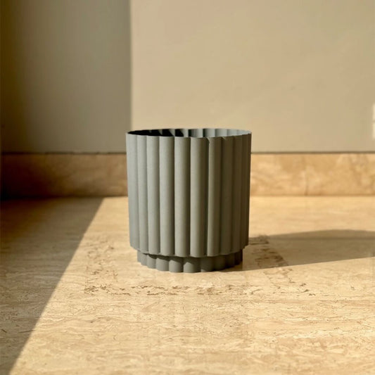 Nordic Fluted Planter - Grey