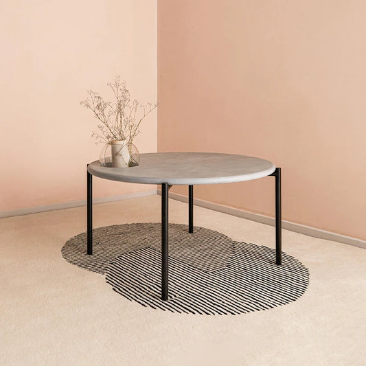 Loop Coffee Table for Living Room - Grey & Black | Modern Center Table Design with Glass Bowl