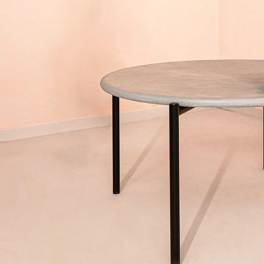 Round coffee table with metal base
