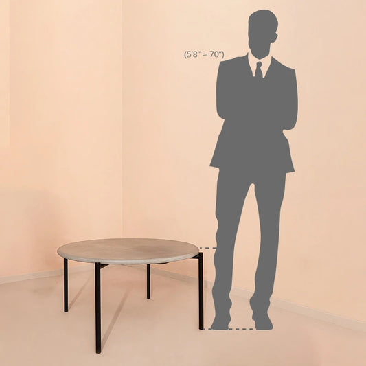 Height comparison of center table with man