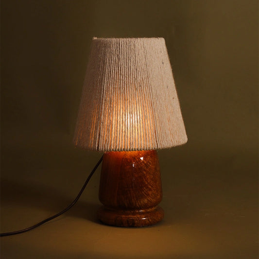 Meraki Side Table Lamp | Table Lamps for Bedroom | Wooden Table Lamp