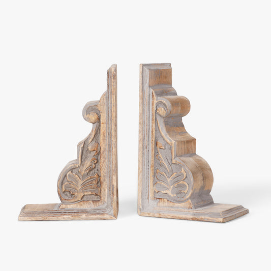 Hermes Book Stopper for Shelf | Wooden Bookend (Pack of 2)