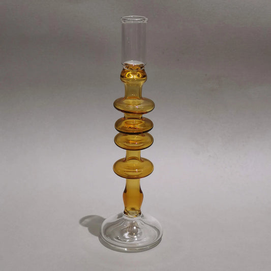 Murano Style  Vintage glass candle holder - Amber Dream