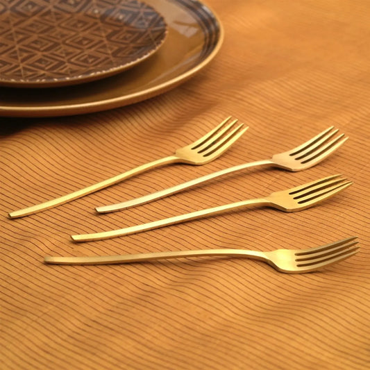 Mryda Table Fork Set | Gold Finish Forks | Set of 4