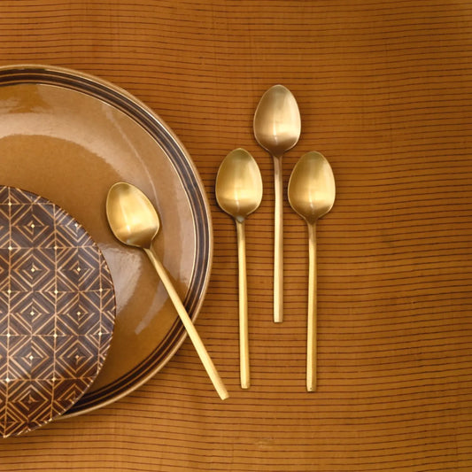 Mryda Tea Spoon |Brass Tea Spoon | Set of 4 | Gifting Item