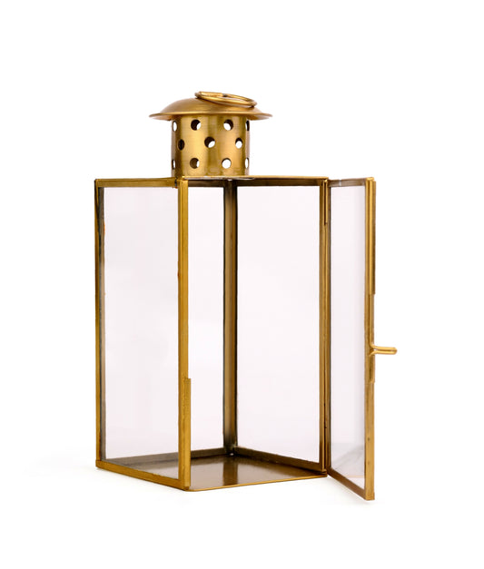 Glass & Brass Lantern Elegant Home Decor Accent Perfect for Ambiance Lighting, Parties, and Outdoor Gatherings | Handcrafted Quality