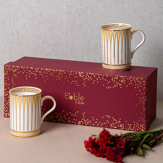 Phul Bari Bone China Mugs for Tea, Coffee, Milk | Unique Coffee Mugs for Gifts (Set of 2)