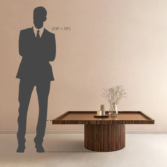 Size comparison of center table with man