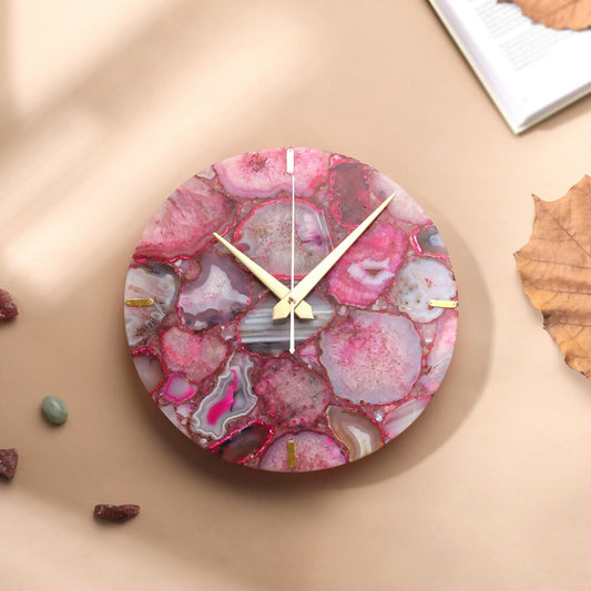 Pink Stone Wall Clock | Wall Clock for Living Room - Gift Item