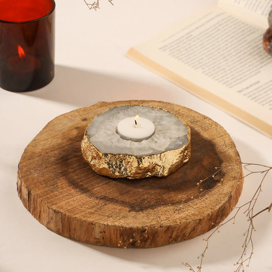 Natural Agate Candle Stand | Semi Precious Stone Tealight Candle Holder