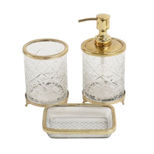 Blake Crystal Cut Bathroom set in Gold By De Maison Décor 80-107-12-13-18-2