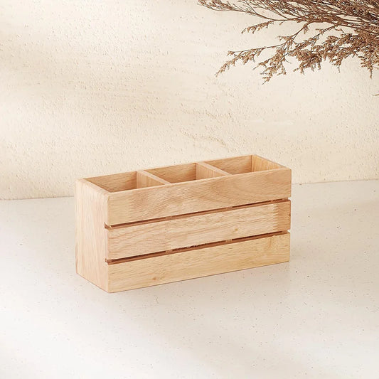 Natural Wooden Cutlery Stand