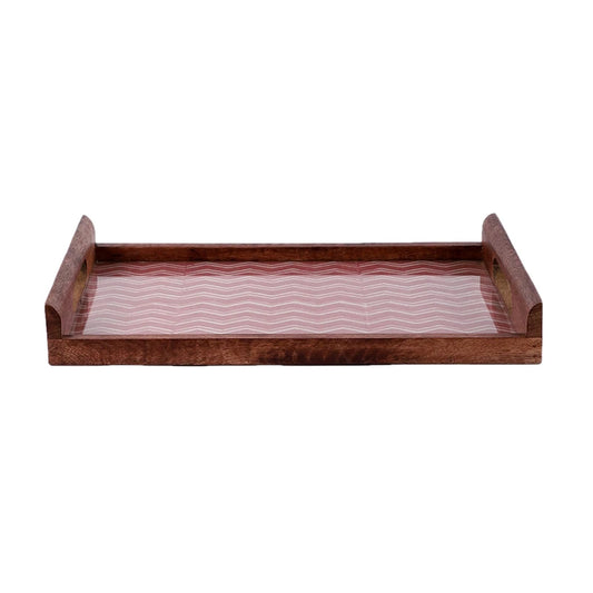 wooden serving tray with handles