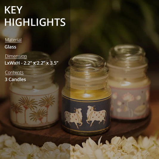 Key highlights of glass candle set