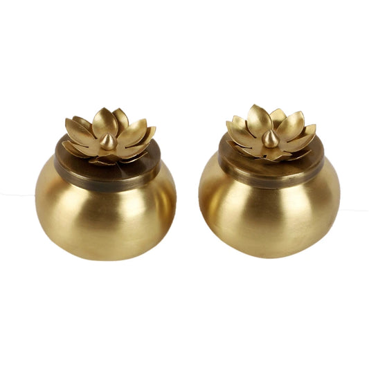 Suneheri Brass Storage Jar Set | Kitchen Container Set of 2