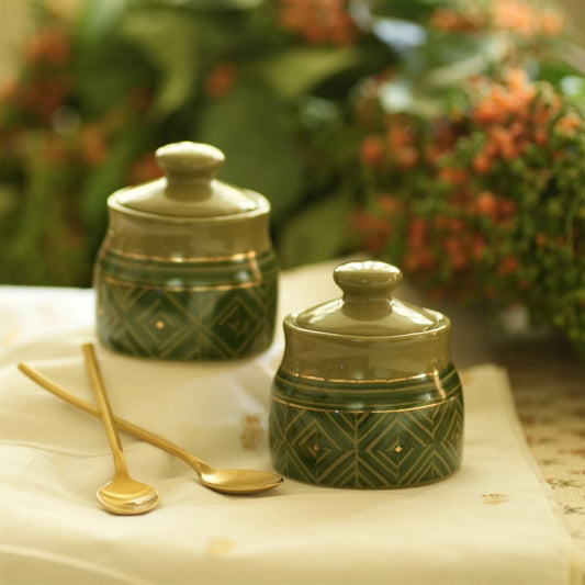 Sindhari Pickle Jar | Ceramic Achar/Pickle Jar Set of 2