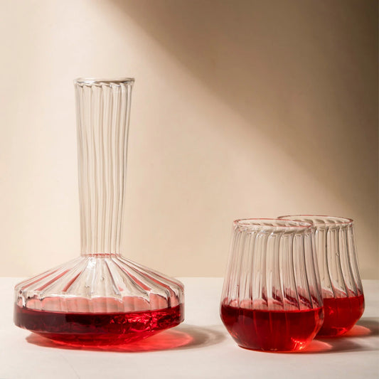 Skylar Wine Decanter with Glass Set | Glass Decanter Set | Bar Accessories