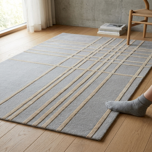 Striped Checkered Rug by Savi Decor