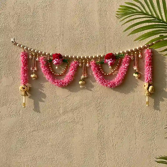 White & Pink Flower Toran Design | Handmade Bandarwal Design for Door