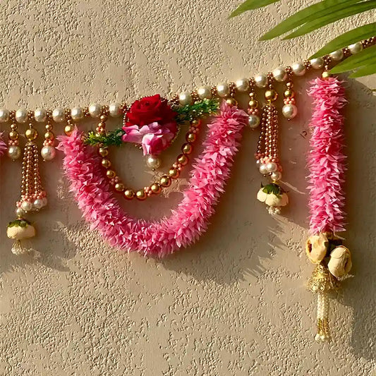 White & Pink Flower Toran Design | Handmade Bandarwal Design for Door