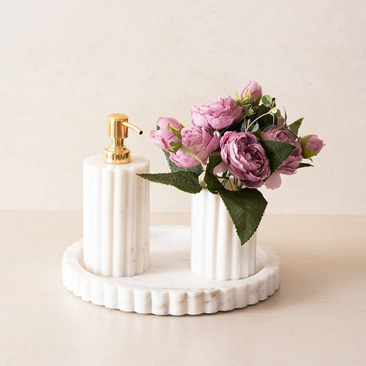 Pearly Marble Bathroom Accessories Set