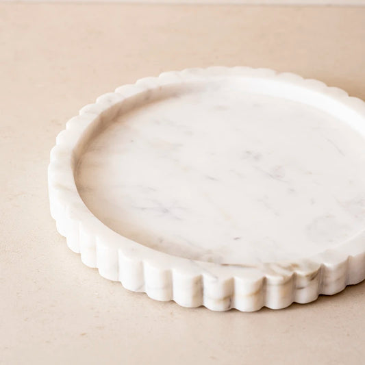 Round marble tray for bathroom 