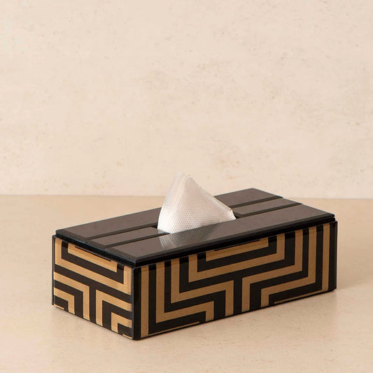 Maze Gold Stripes Tissue Box Holder  