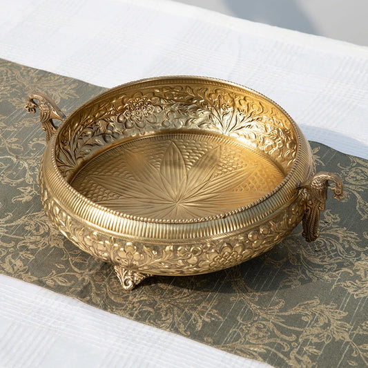 Traditional brass urli decorative bowl