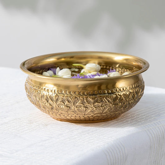 Brass urli decorative bowl for flowers