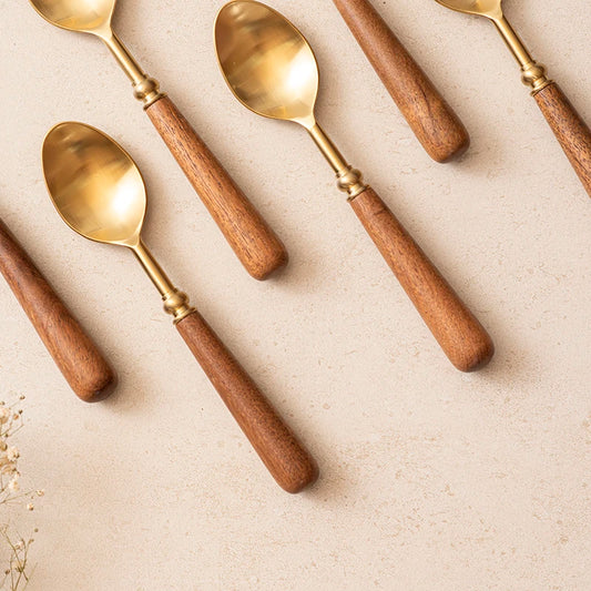 Earthy Spoons Buy Premium Gold Spoon Set of 6 Pcs - Earthy Luxe | Arcedior